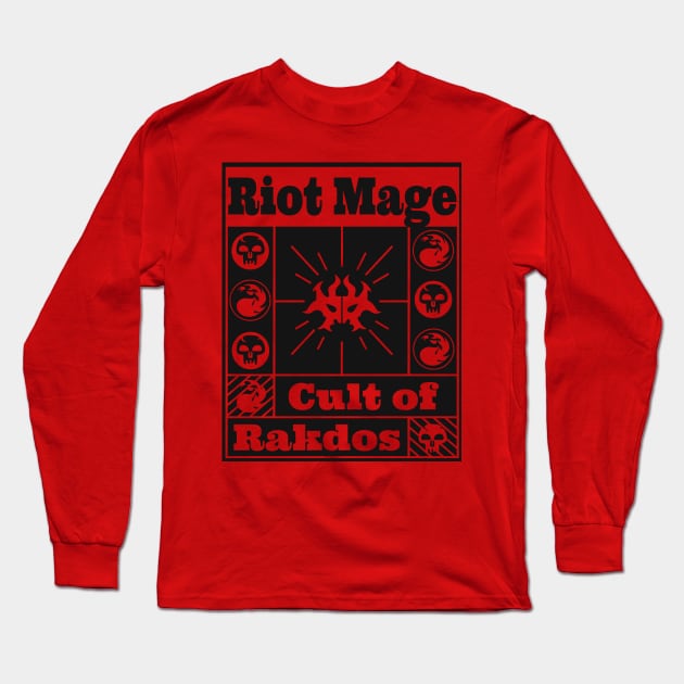 Cult of Rakdos | Riot Mage | MTG Guild Black on Red EXP Design Long Sleeve T-Shirt by ChristophZombie